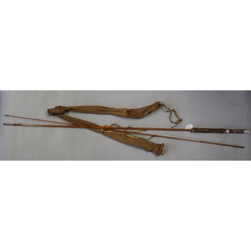 177 - Vintage two piece split cane Allcocks fishing rod with bag.  (B.P. 21% + VAT)