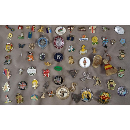 181 - Collection of enamel and other badges, to include: Bart Simpson, University of Wales, Catholic Women... 