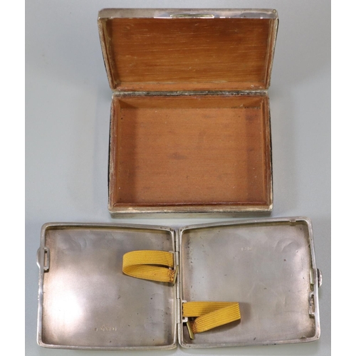 211 - Silver engine turned cigarette case.  3.7 troy oz approx.  together with a small silver cigar box.  ... 