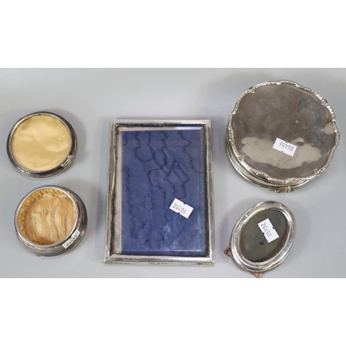 219 - Collection of silver items to include: picture frames, dressing table jar and cover etc.   (B.P. 21%... 