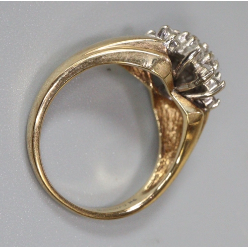 236 - 9ct gold and diamond cluster ring, size I 1/2, 3.3g approx.  (B.P. 21% + VAT)