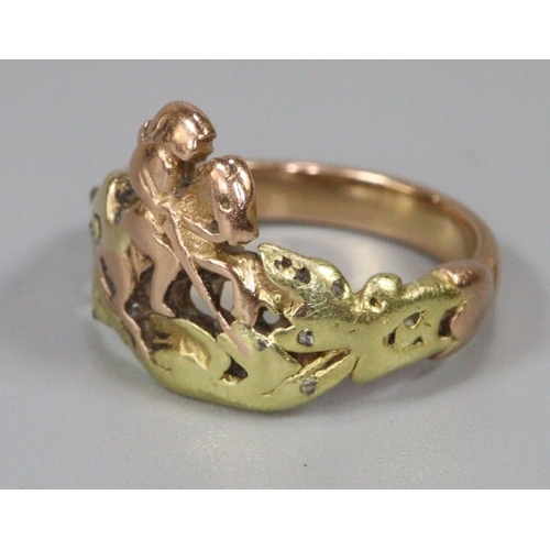 237 - 14ct gold figural ring, size L, 4.7g approx.  (B.P. 21% + VAT)