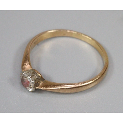 238 - 14ct gold diamond solitaire ring, size H 1/2, 1.2g approx.  (B.P. 21% + VAT)