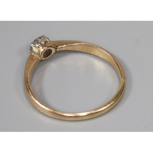 238 - 14ct gold diamond solitaire ring, size H 1/2, 1.2g approx.  (B.P. 21% + VAT)