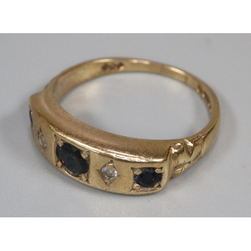 239 - 9ct gold sapphire and diamond ring, size K, 3.3g approx.  (B.P. 21% + VAT)