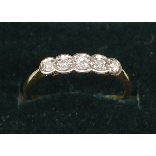 243 - 18ct gold five stone diamond ring, size O, 2.2g approx.  (B.P. 21% + VAT)