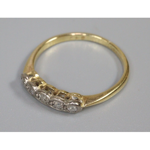 243 - 18ct gold five stone diamond ring, size O, 2.2g approx.  (B.P. 21% + VAT)