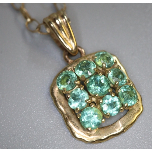 263 - Emerald set gold pendant on 9ct gold belcher chain.  Overall 4.9g approx.   (B.P. 21% + VAT)