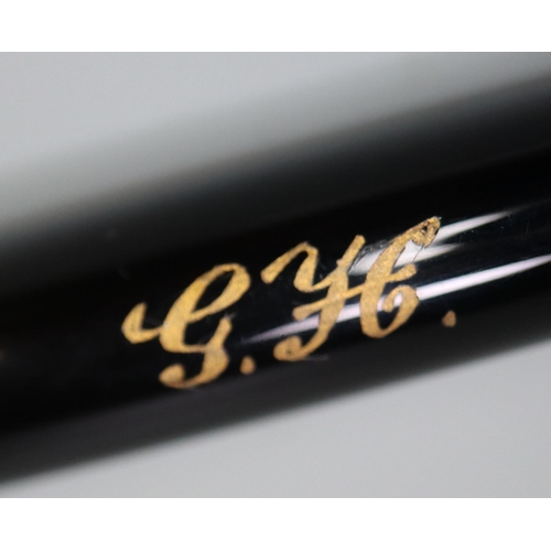 274 - Black Parker 51 fountain pen with rolled gold cap, in original card box.  Bearing initial G H.   (B.... 