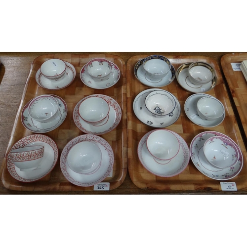 325 - Collection of 18th century Newhall porcelain and other 18th century tea bowls and saucers in varying... 