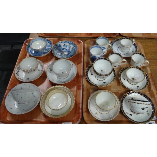 325A - Collection of assorted 18th century Worcester and other tea bowls and saucers, various, also includi... 