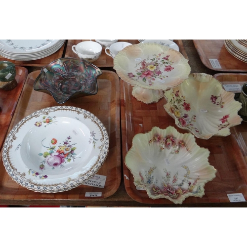 347 - Two trays of mainly china, to include: Carltonware, Blush Ivory compote and two shell design bowls, ... 