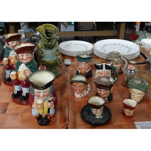 348 - Collection of Royal Doulton and other character and Toby jugs, to include: Old Charlie, Viking etc. ... 