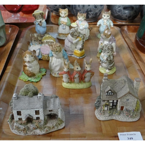 349 - Collection of Royal Albert Beatrix Potter figurines together with two Lilliput Lane cottages.   (B.P... 