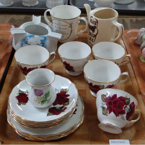 393 - Fourteen piece Royal Vale 'Rose' design tea ware etc.  (B.P. 21% + VAT)