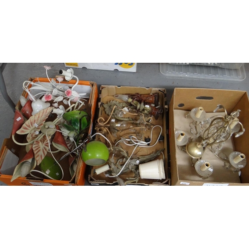 419 - Three boxes of assorted modern ceiling lights, table lamps, desk lamp etc.  (3)  (B.P. 21% + VAT)