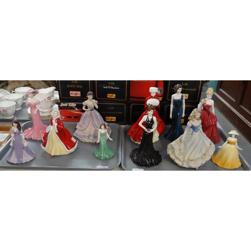 429 - Two trays of Coalport and Royal Doulton figurines, Ladies of Fashion, A Winter's Morn etc  (11)  (B.... 