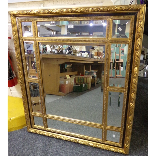 487 - Modern gilt framed bevelled plate eleven panel mirror.  92x105cm approx.  (B.P. 21% + VAT)