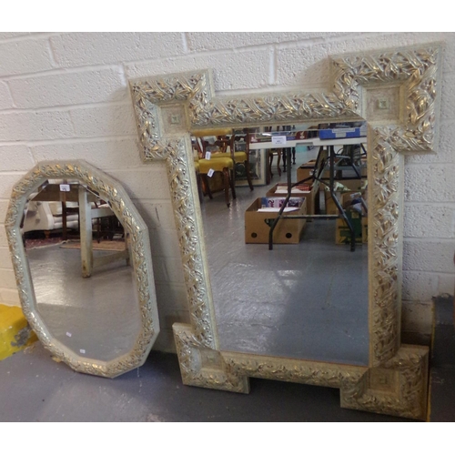 492 - Two modern matching bevel plate mirrors the frame decorated with moulded foliage.  (2)  (B.P. 21% + ... 