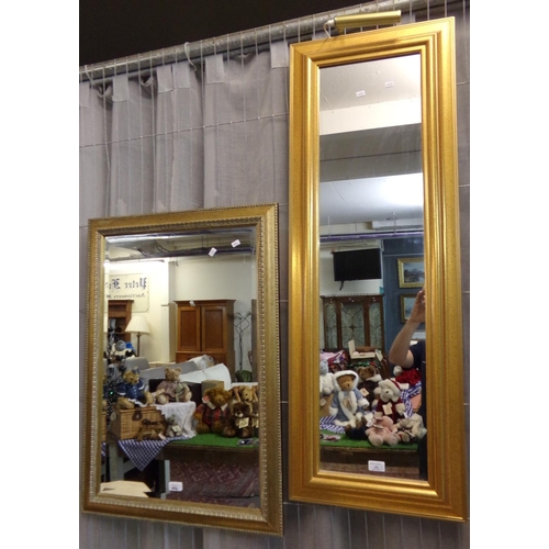 494 - Two modern gilt framed mirrors, one mounted with light fitting.  (2)  (B.P. 21% + VAT)