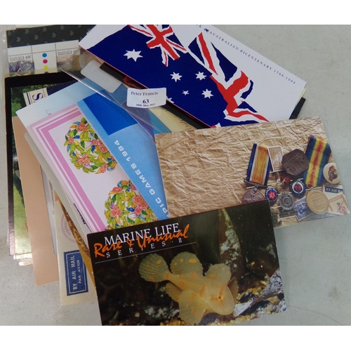 63 - Australia collection of various stamp presentation packs, 1970s to 2000.  (B.P. 21% + VAT)