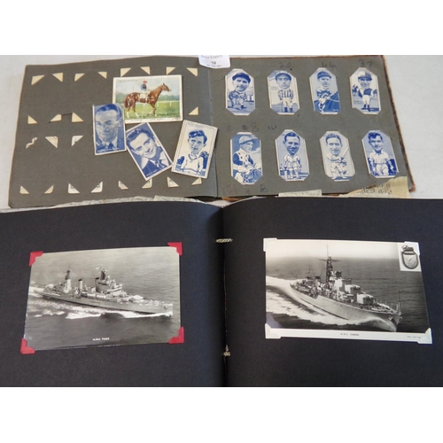 70 - Album of various Marine postcards together with album of cigarette cards including selection of Turf... 