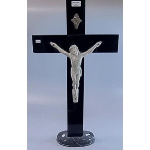 77 - 20th century slate, marble and composition crucifix.  71cm high approx.   (B.P. 21% + VAT)