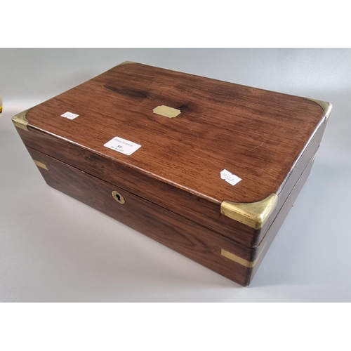 80 - Victorian mahogany and brass banded writing slope.  (B.P. 21% + VAT)