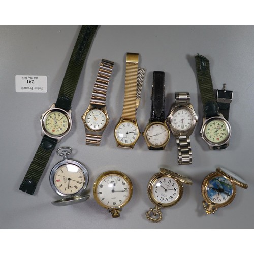 291 - Bag of assorted modern wristwatches and pocket watches. 
(B.P. 21% + VAT)