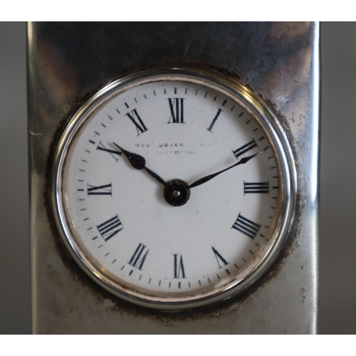 216 - Early 20th century silver cased carriage clock, the face marked Rob Jones? with back winding movemen... 