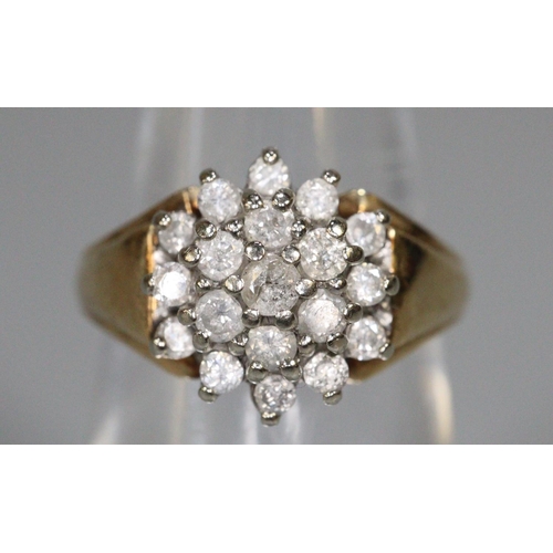 227 - 9ct gold and diamond cluster ring, size I 1/2, 3.3g approx.  (B.P. 21% + VAT)