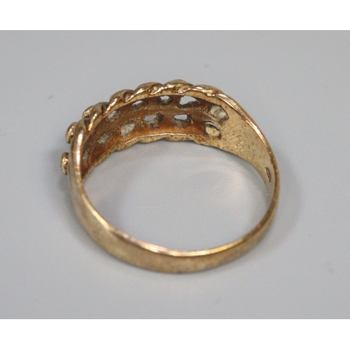 242 - 9ct gold dress ring.  Size N.  3g approx.   (B.P. 21% + VAT)