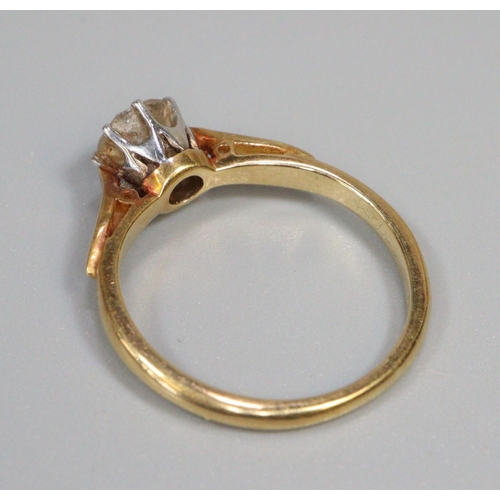 243 - 18ct gold diamond solitaire ring.  Size H 1/2.  2.4g approx.   (B.P. 21% + VAT)