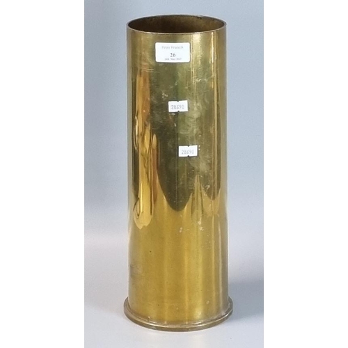 Large brass military shell case. 38cm high approx. (B.P. 21% + VAT)