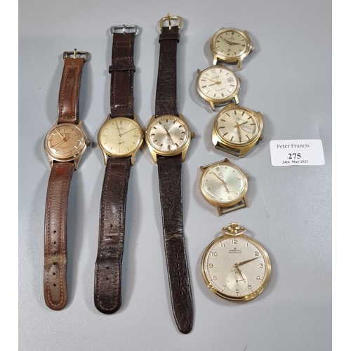 275 - Collection of vintage gents wristwatches, to include: Bentima, Montine, Roma etc.  together with rol... 