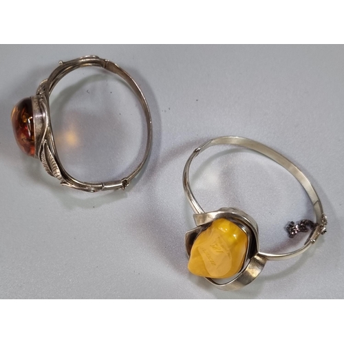 281 - Butterscotch amber silver bracelet together with another amber silver bracelet.  (2)   (B.P. 21% + V... 