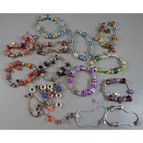 291 - Collection of charm bracelets, glass beaded charms etc.   (B.P. 21% + VAT)