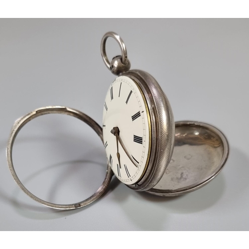 306 - 19th century silver Fusee Verge hallmarked open faced pocket watch, the workings marked Bainbridge D... 