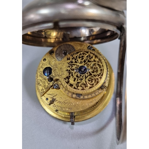 306 - 19th century silver Fusee Verge hallmarked open faced pocket watch, the workings marked Bainbridge D... 