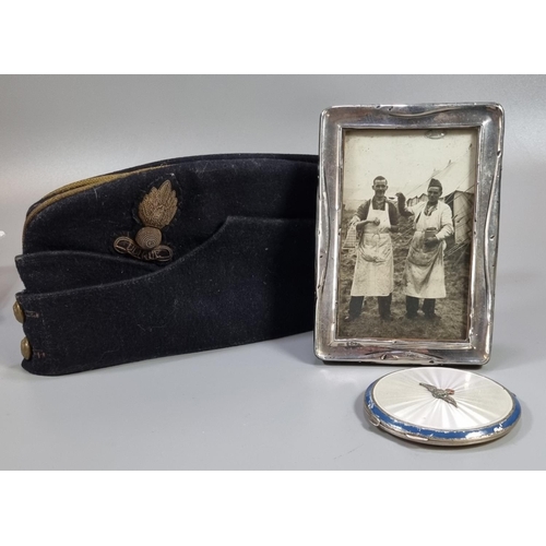 318 - Royal Engineers WWII Officer's side cap with original badge together with an RAF silver compact date... 