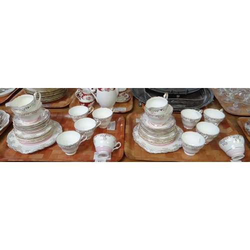 321 - Four trays of china to include: Duchess English bone china rose design part tea service, Royal Alber... 