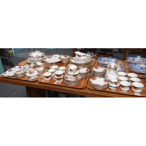 323 - Six trays of Royal Albert English bone china 'Old Country Roses' design items to include: coffee pot... 