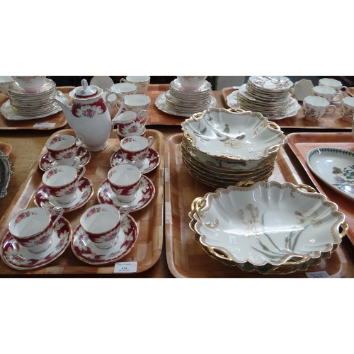 334 - Two trays of china to include: a 15 piece Royal Grafton English bone china floral coffee set with co... 