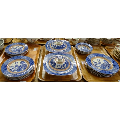 336 - Three trays of Alfred Meakin 'Manchu' design dinnerware to include: various plates, cereal bowls and... 