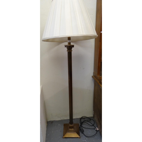 482 - Modern brass and copper finish classical design floor/standard lamp with Corinthian column pedestal.... 