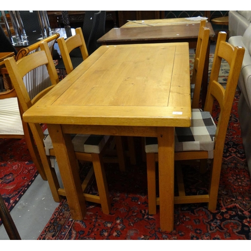 484 - Modern solid pale oak kitchen table together with set of four matching bar back chairs.  (5)   (B.P.... 