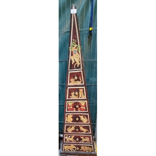 540 - Triangular shaped child's bedroom chest of eight drawers, all decorated with animals.  145cm high ap... 