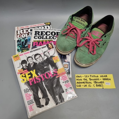 109 - Pair of Vans trainers, Sex Pistols 'Never Mind The Bollocks', green asymmetrical size UK12.   (B.P. ... 