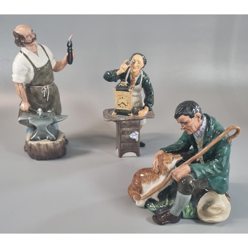 120 - Three Royal Doulton bone china figurines to include: 'The Clockmaker', 'The Blacksmith' and 'The Mas... 