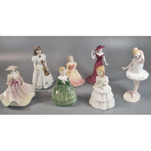 127 - Collection of four Royal Doulton bone china figurines to include: 'Julie' and 'Belle' together with ... 